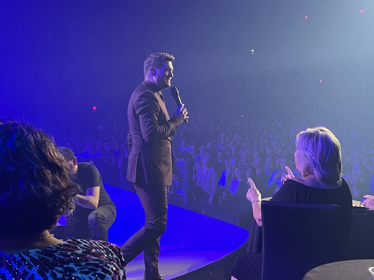 Michael Bublé is shown on opening night at the Theatre at Resorts World Las Vegas on Wednesday ...