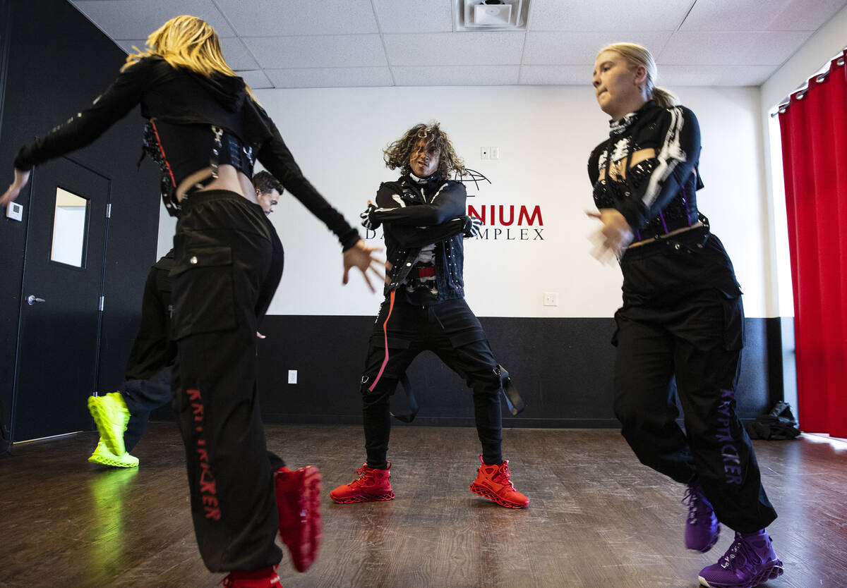 The Fear Faire 'Kryptkicker 6 Dance Crew’ Omar Canedo, center, Joshua Bluhm, far left, J ...