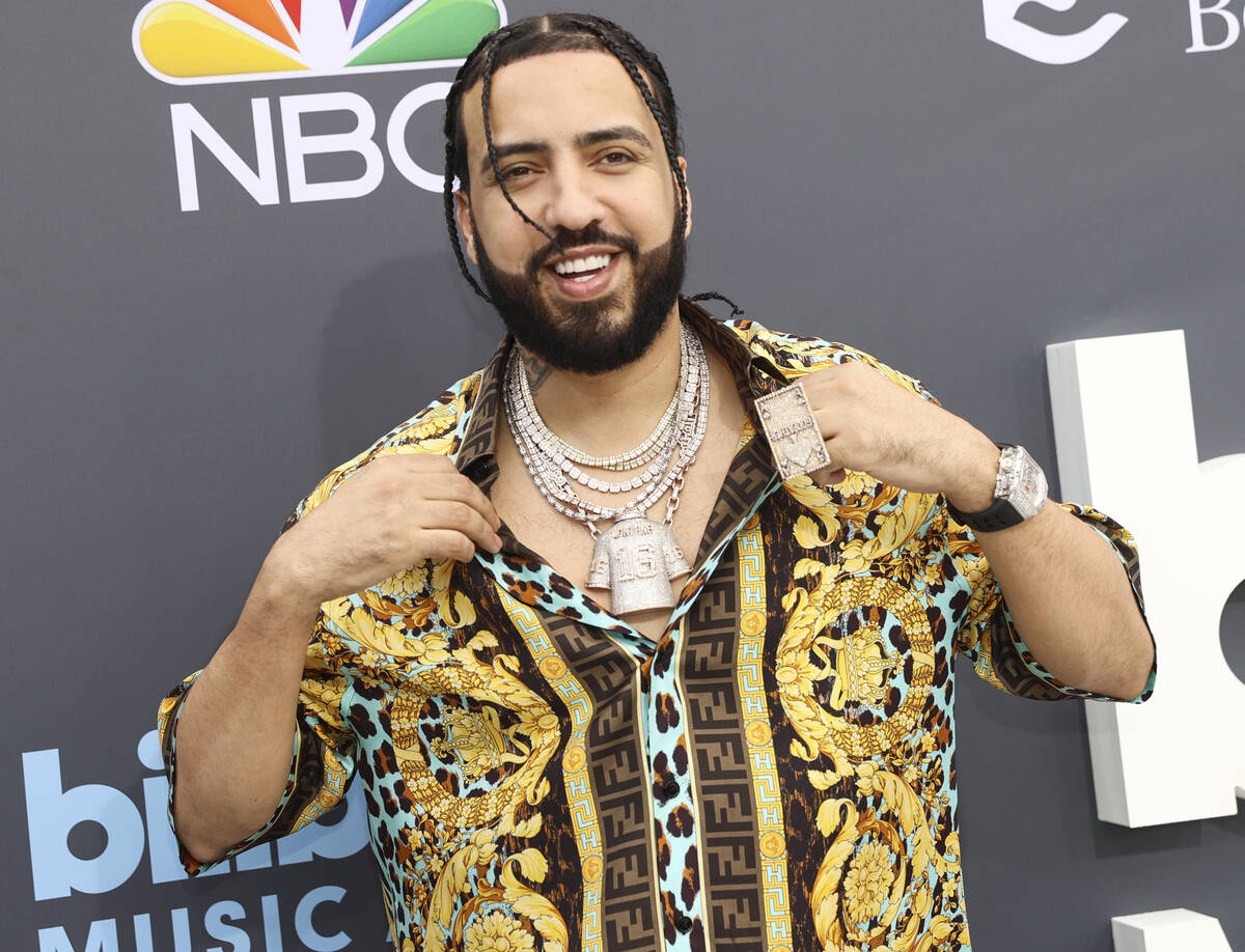 French Montana poses on the red carpet for the Billboard Music Awards at the MGM Grand Garden A ...