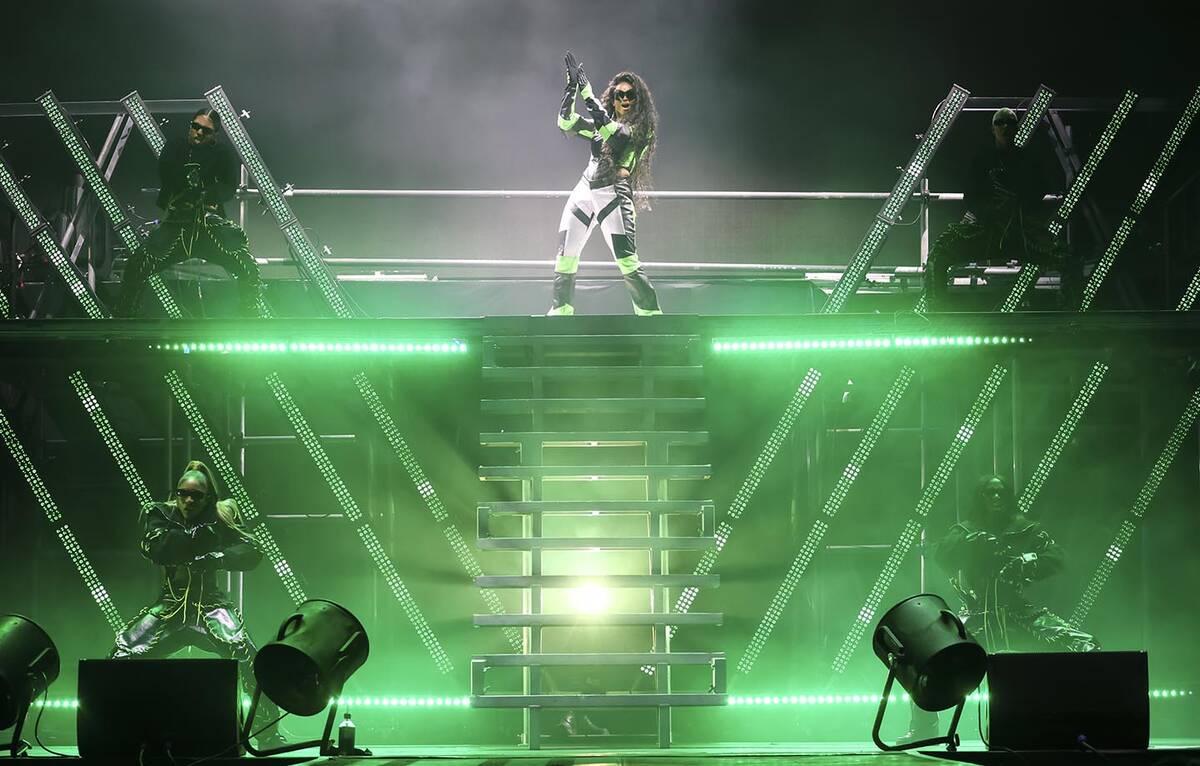Ciara performs during the Lovers & Friends music festival on Saturday, May 14, 2022, in Las ...