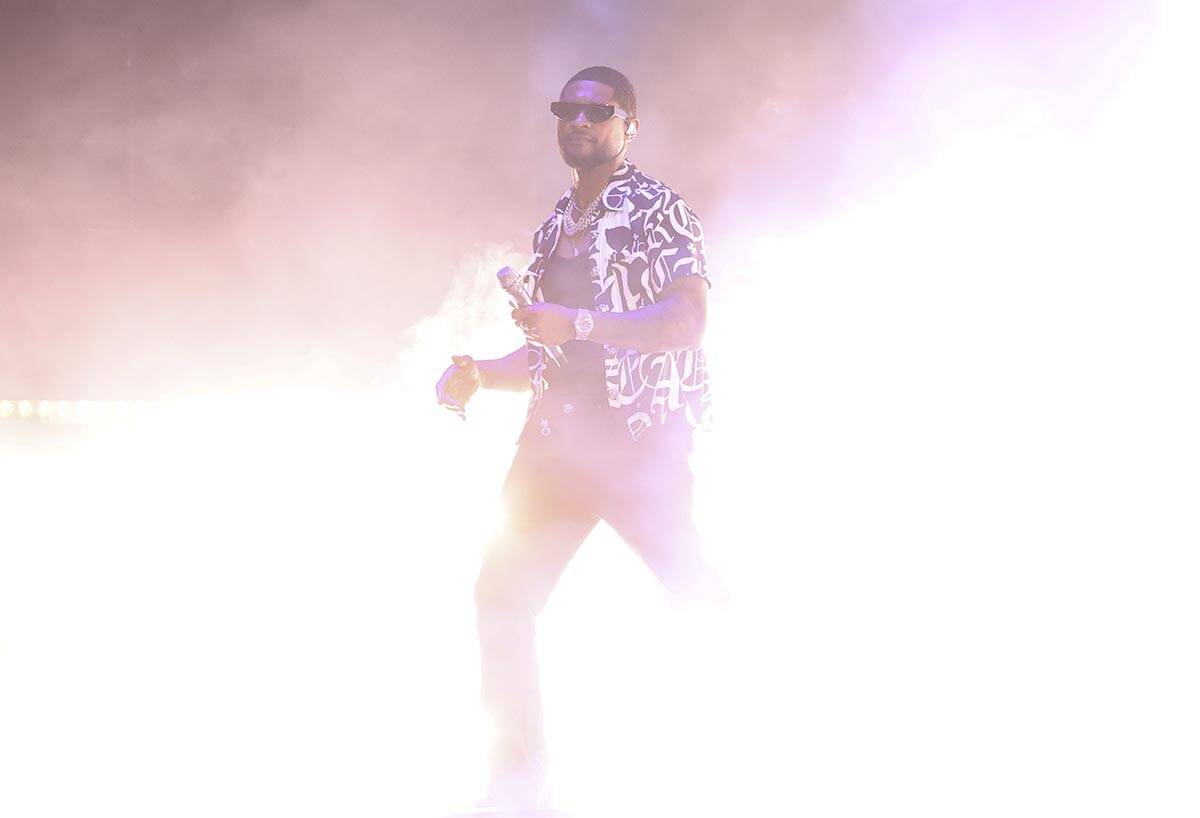 Usher performs during the Lovers & Friends music festival on Saturday, May 14, 2022, in Las ...