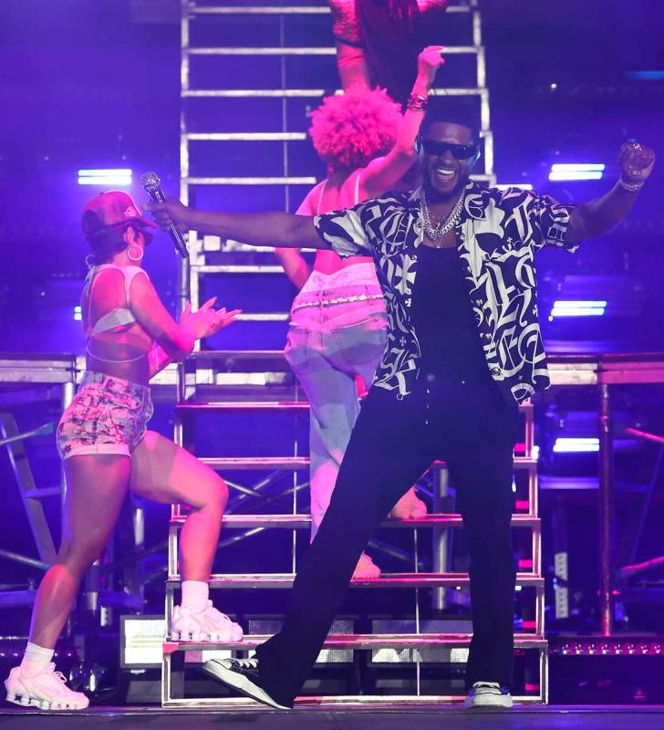 Usher performs during the Lovers & Friends music festival on Saturday, May 14, 2022, in Las ...