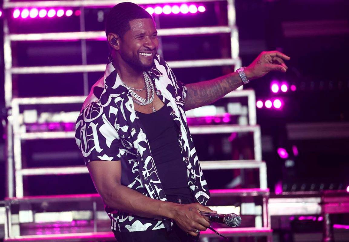 Usher performs during the Lovers & Friends music festival on Saturday, May 14, 2022, in Las ...