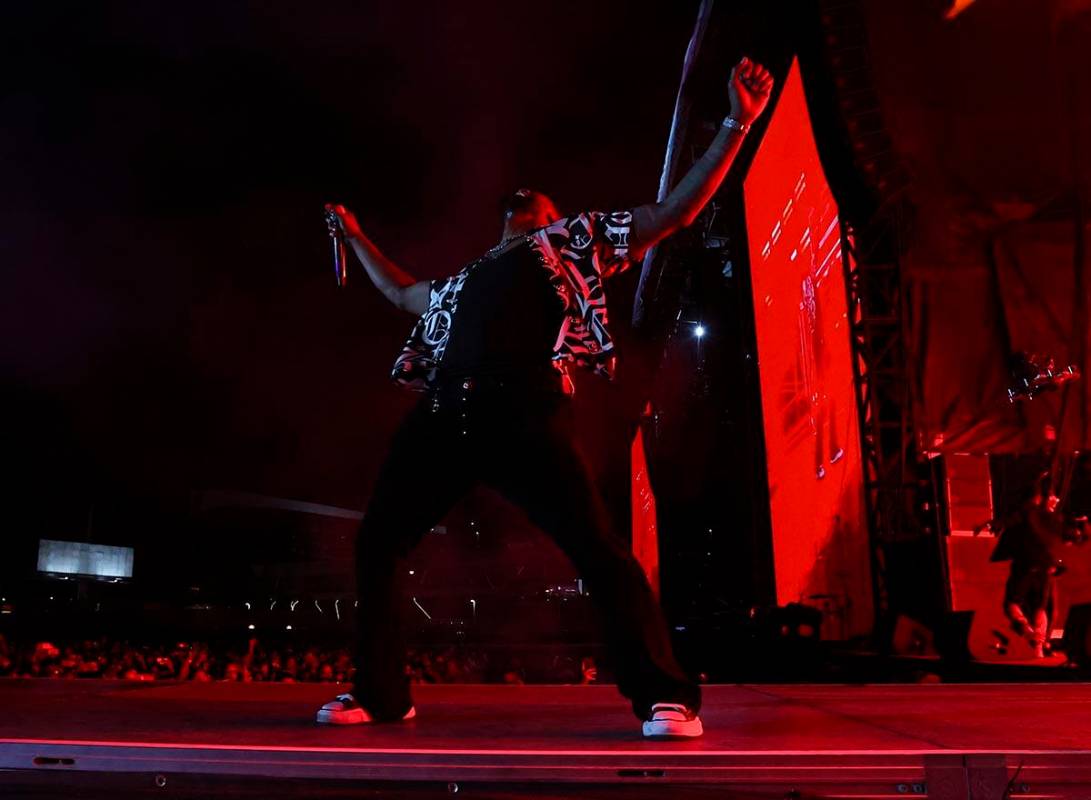 Usher performs during the Lovers & Friends music festival on Saturday, May 14, 2022, in Las ...