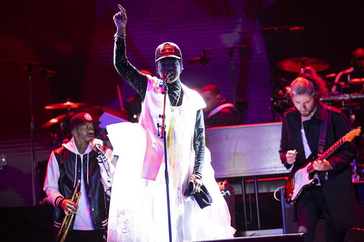 Lauryn Hill performs during the Lovers and Friends music festival on Sunday, May 15, 2022, in L ...