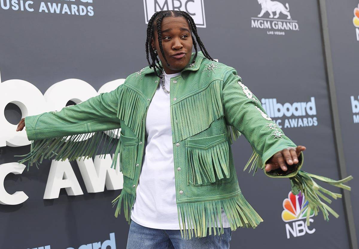 Jozzy poses on the red carpet for the Billboard Music Awards at the MGM Grand Garden on Sunday, ...