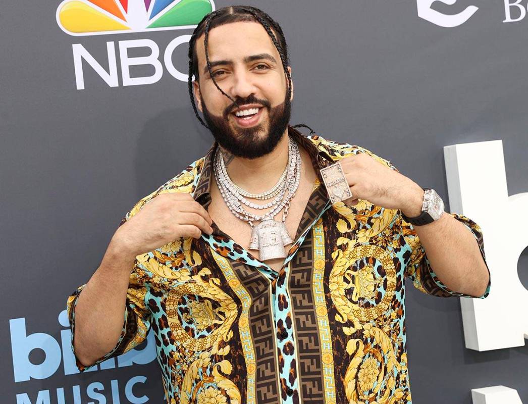 French Montana poses on the red carpet for the Billboard Music Awards at the MGM Grand Garden o ...