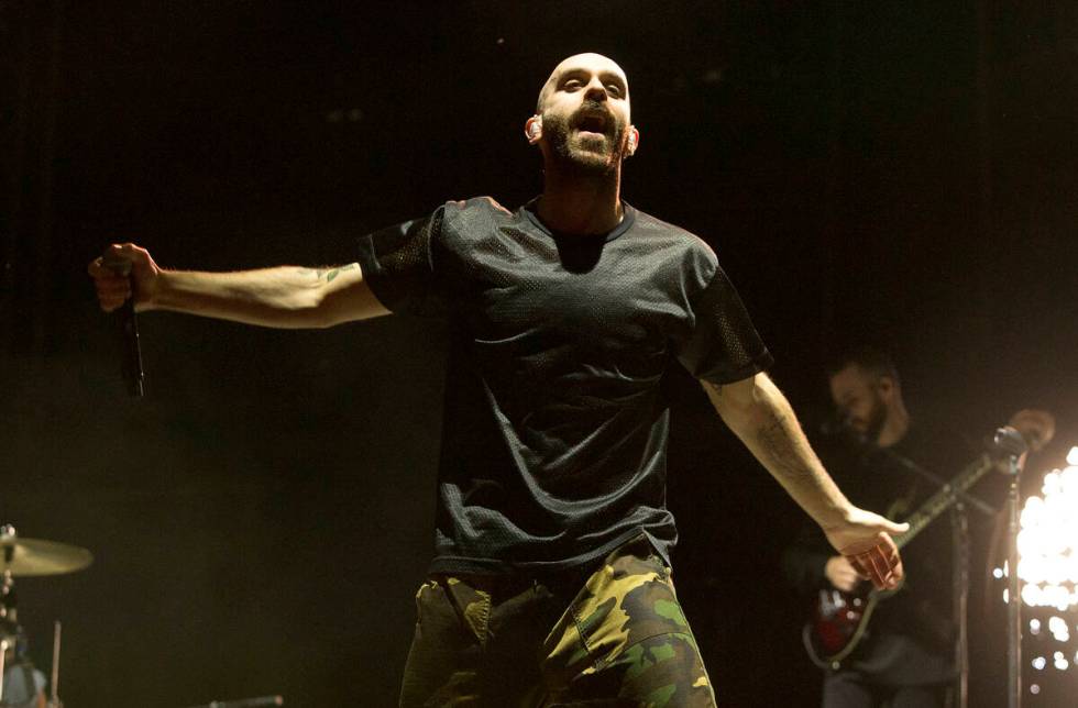 Sam Harris of the band X Ambassadors performs on Day 1 of the 2019 Firefly Music Festival at Th ...