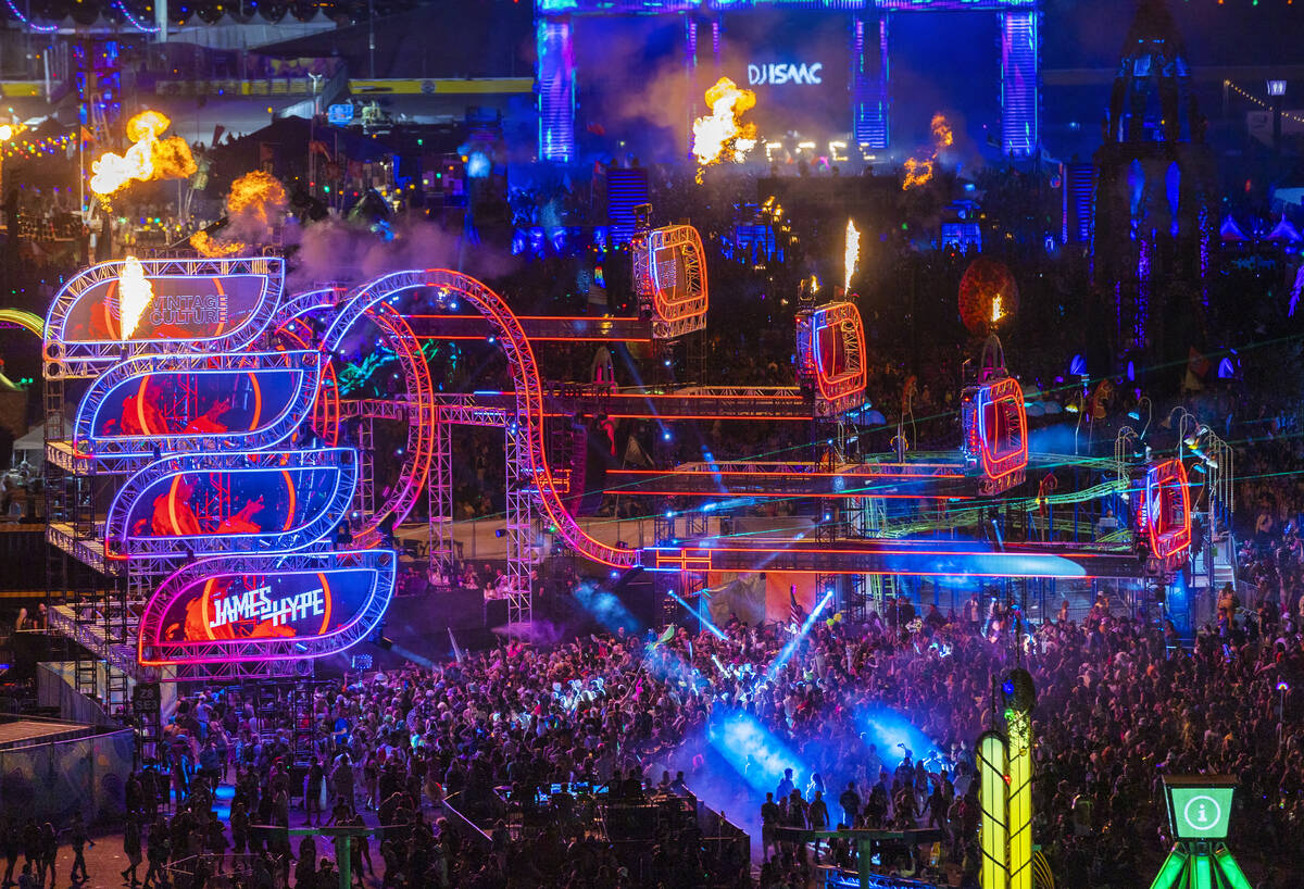 The festival grounds are packed on day three of Electric Daisy Carnival on Monday, May 23, 2022 ...