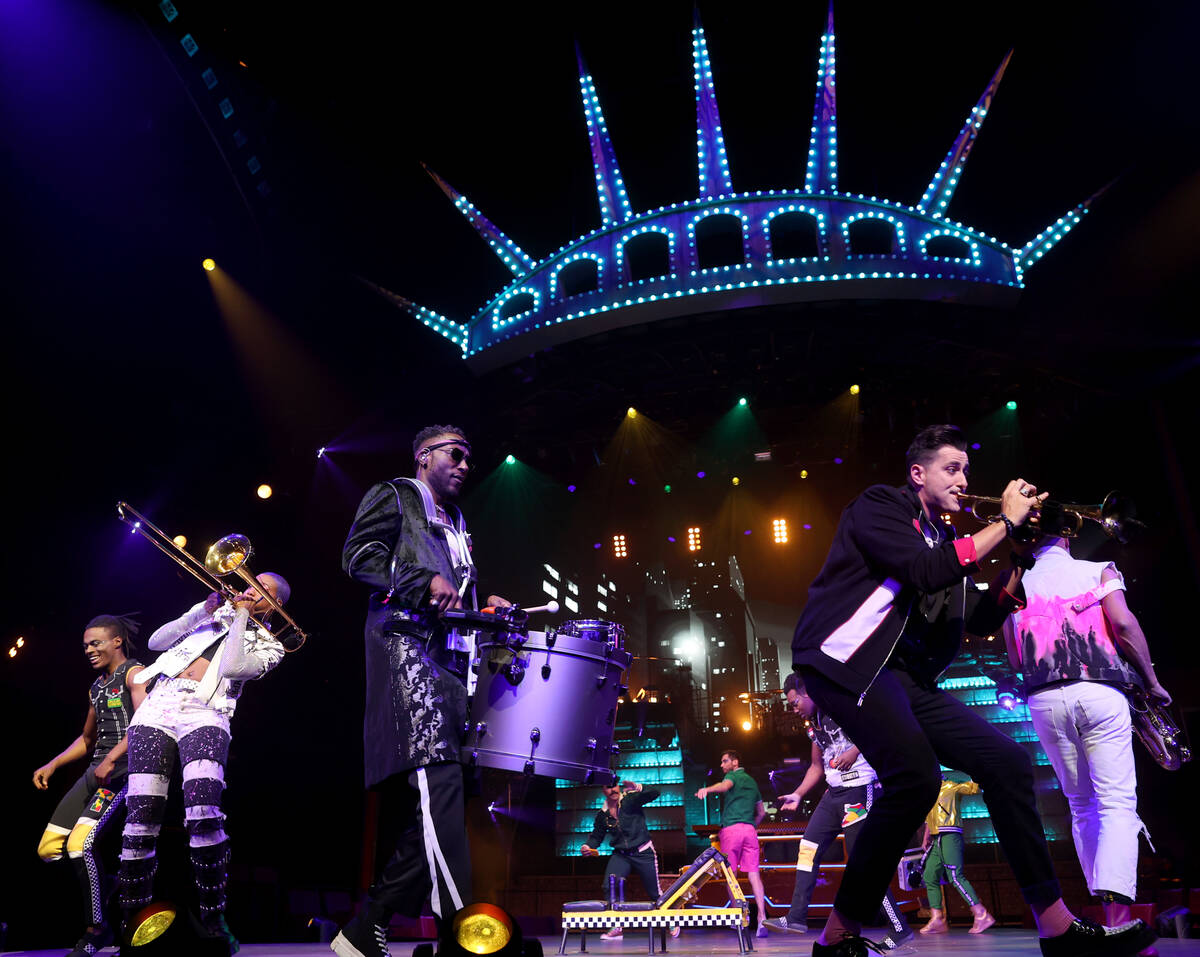Musicians and acrobats perform during a media preview for Cirque du Soleil show “Mad App ...
