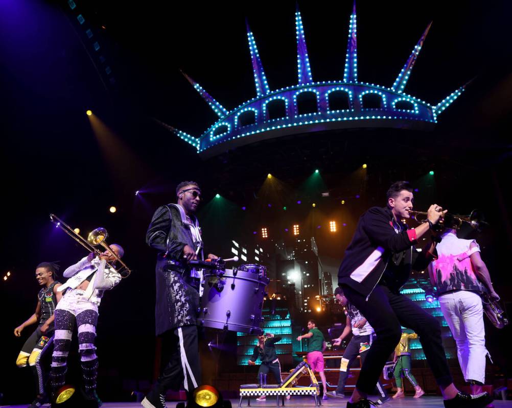 Musicians and acrobats perform during a media preview for Cirque du Soleil show “Mad App ...