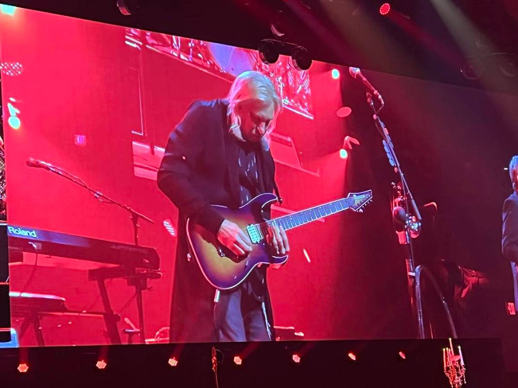 Joe Walsh of the Eagles is shown performing at the MGM Grand Garden on Saturday, May 28, 2022. ...
