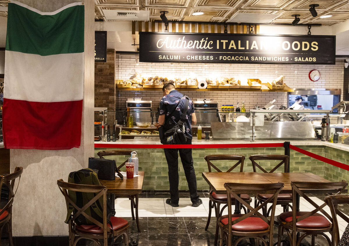 The Italian flag is displayed at the Boss Cafe by Buddy Valastro at the LINQ hotel-casino on We ...