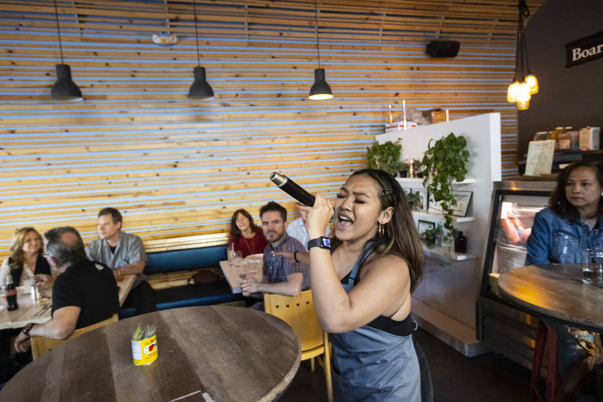 Jazzy Cadiente performs during a presentation by Random Act Diner for “The Great Las Veg ...