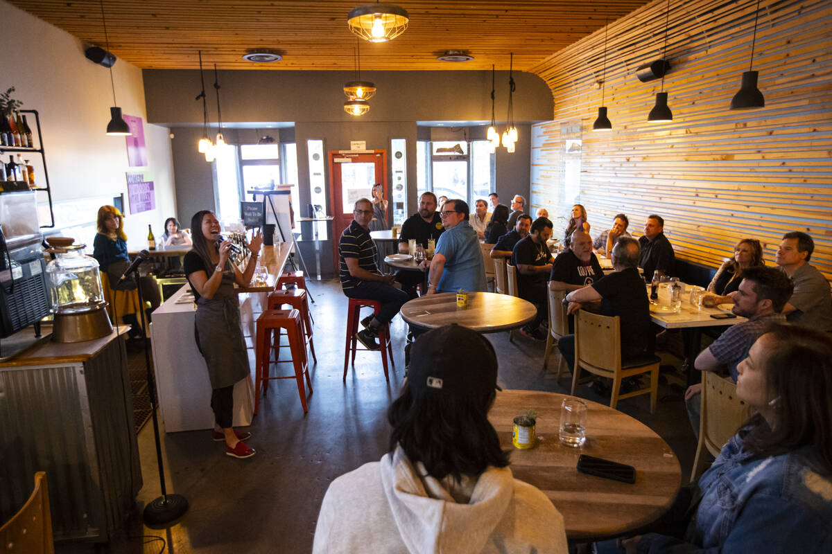 Michelle Tenazas performs during a presentation by Random Act Diner for “The Great Las V ...