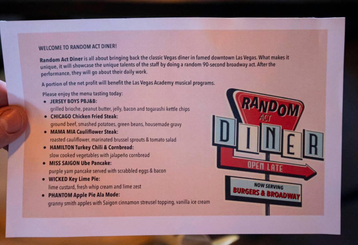 The menu for Random Act Diner for “The Great Las Vegas Coffee Shop Giveaway” is s ...