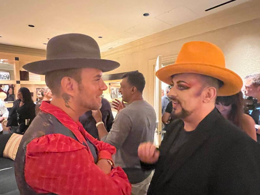 Matt Goss, left, chats with Boy George at Wynn Las Vegas following Culture Club's show at Encor ...