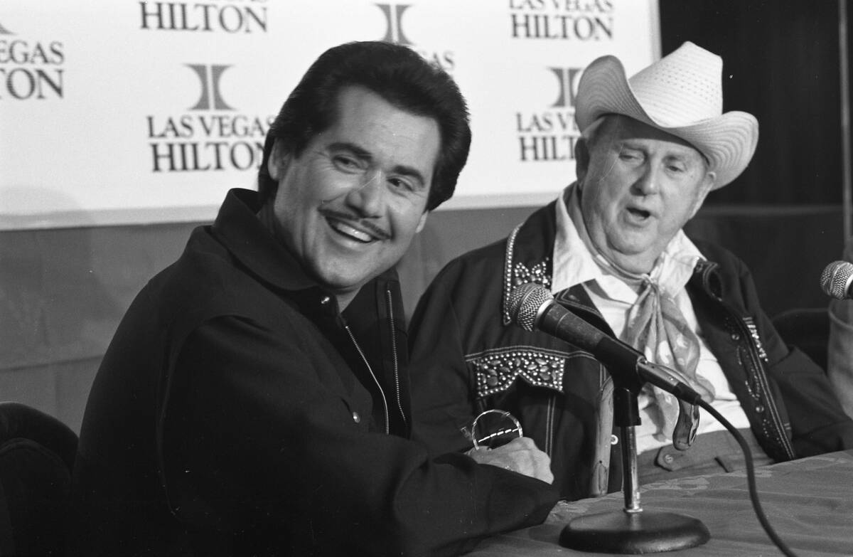 Wayne Newton and Colonel Tom Parker held a press conference on the opening day of tours of Pres ...