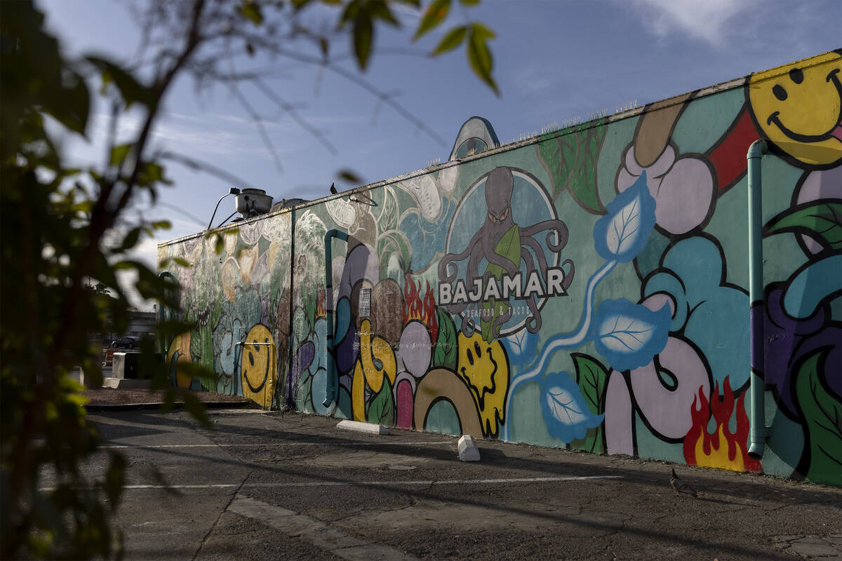 A new mural at Bajamar Seafood and Tacos on Wednesday, June 8, 2022, in Las Vegas. (Ellen Schmi ...