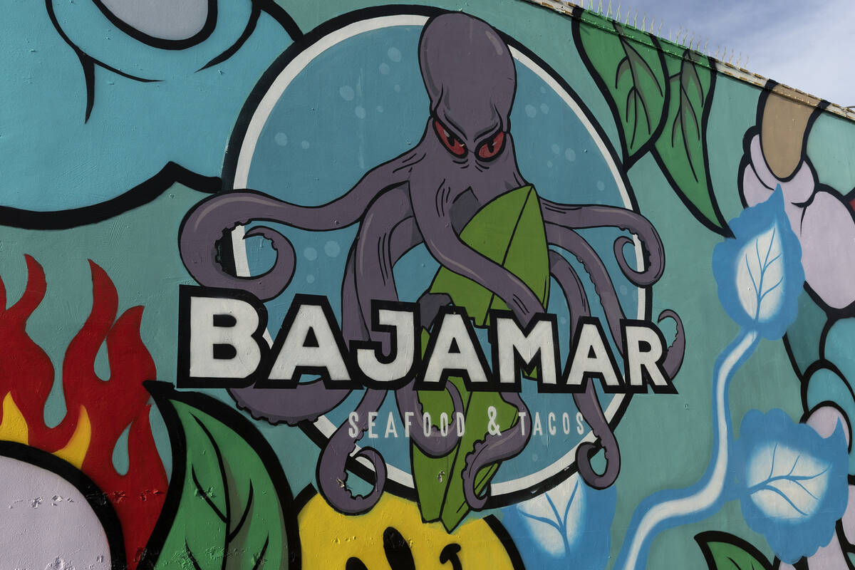 A new mural at Bajamar Seafood and Tacos on Wednesday, June 8, 2022, in Las Vegas. (Ellen Schmi ...