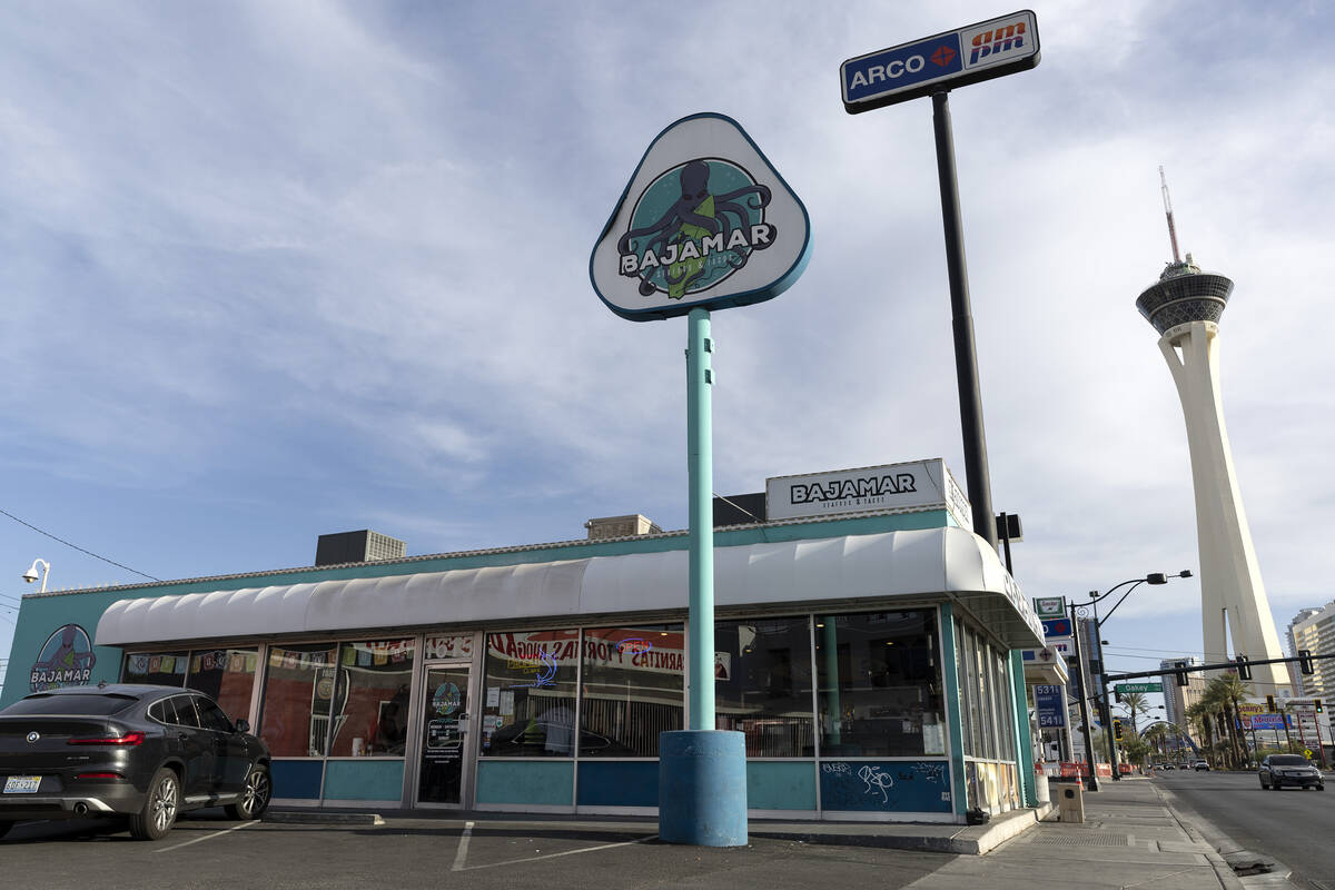 A new mural at Bajamar Seafood and Tacos on Wednesday, June 8, 2022, in Las Vegas. (Ellen Schmi ...