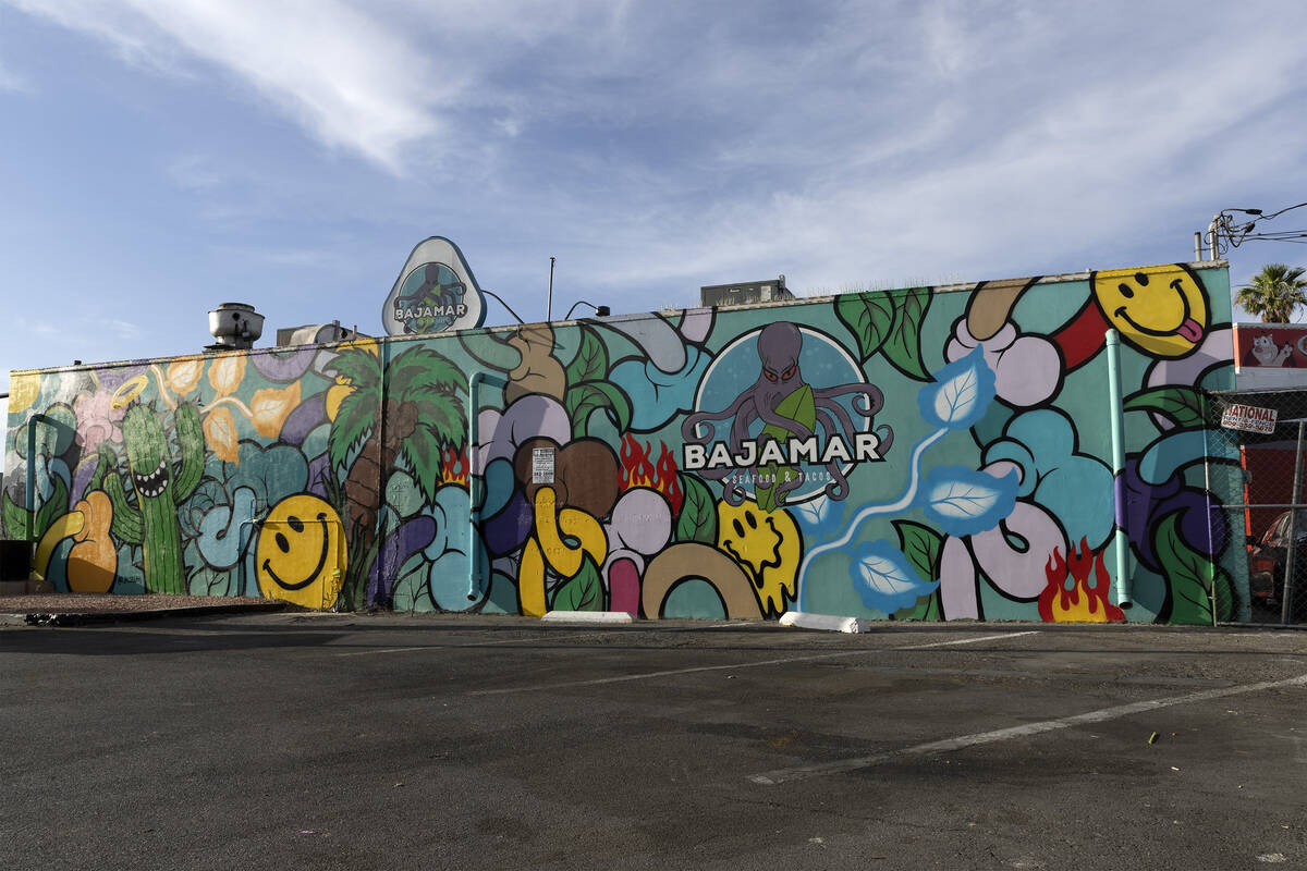 A new mural at Bajamar Seafood and Tacos on Wednesday, June 8, 2022, in Las Vegas. (Ellen Schmi ...