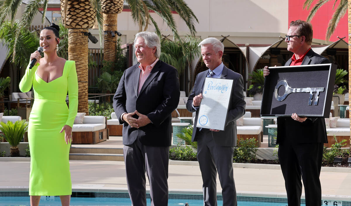 Resorts World Theatre headliner Katy Perry, Clark County Commissioner Tick Segerblom, Senior Vi ...