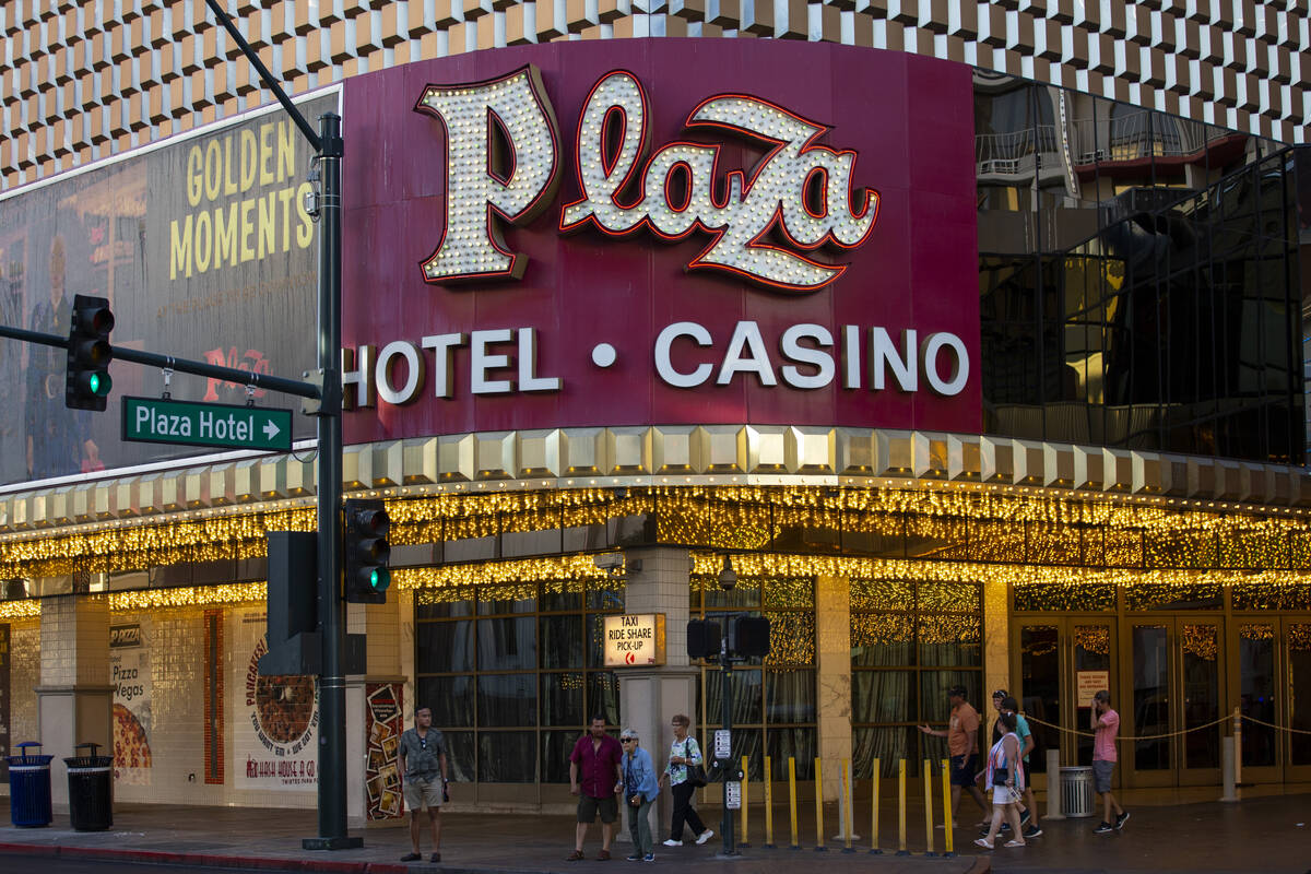 The Plaza hotel-casino in Las Vegas, Thursday, July 1, 2021. (Erik Verduzco / Las Vegas Review- ...