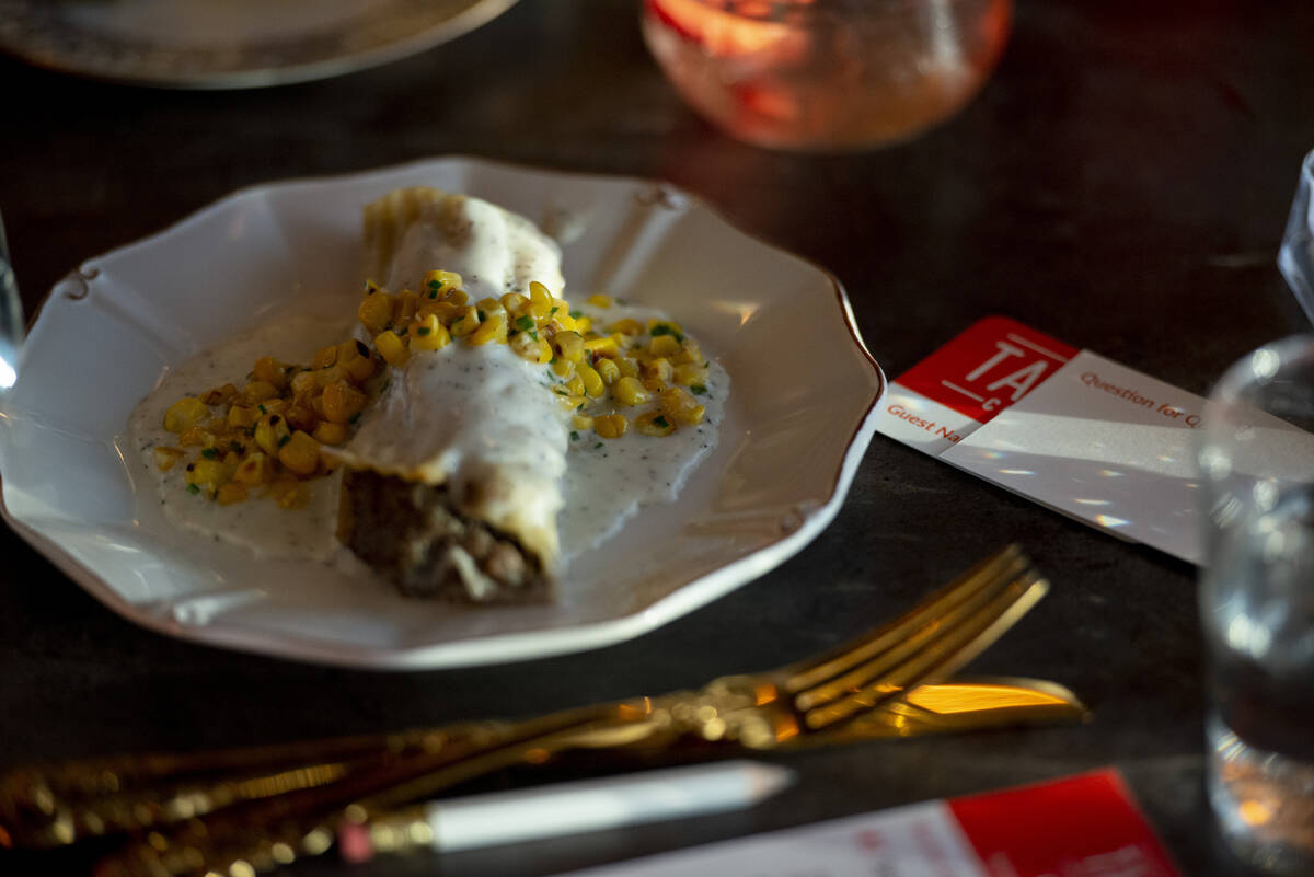The second course, Canalons a la Barcelonesa – summer corn with chicken liver and summer truf ...