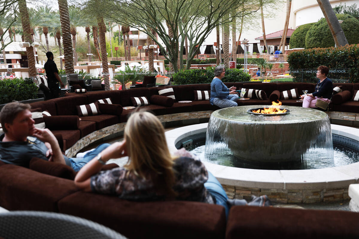Kate Whalen and Janice Orr, right, enjoy drinks at T-Bones Chophouse at Red Rock Casino Resort ...