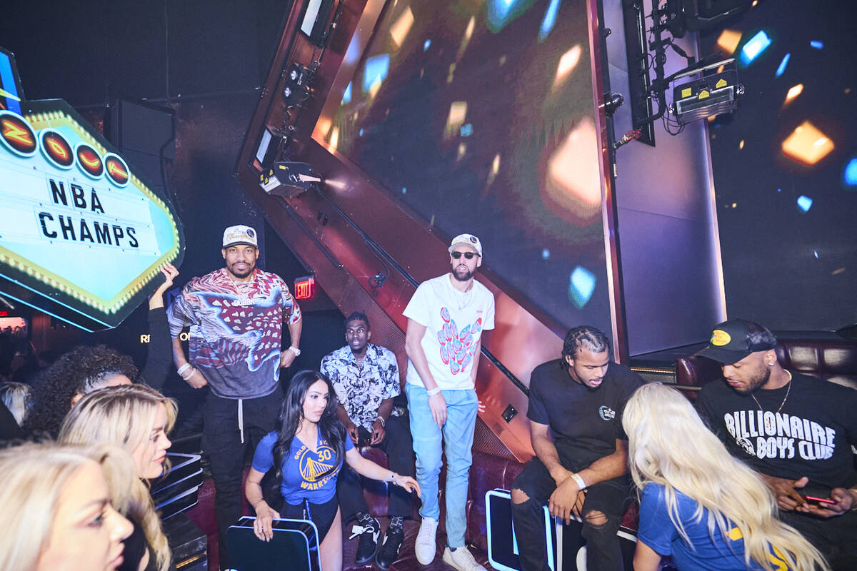 Klay Thompson leads the entourage as the Golden State Warriors celebrate their NBA championship ...