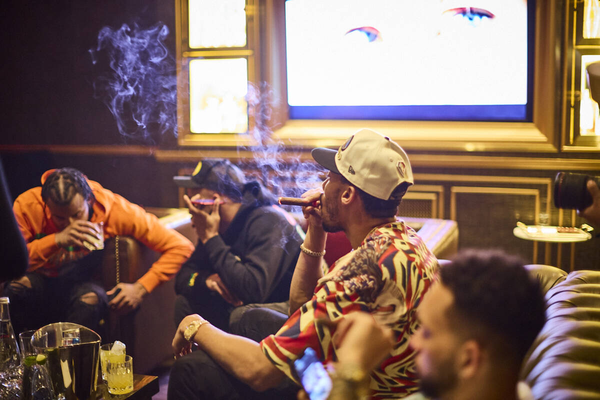 Members of the Golden State Warriors celebrate their NBA championship at Eight Lounge at Resort ...