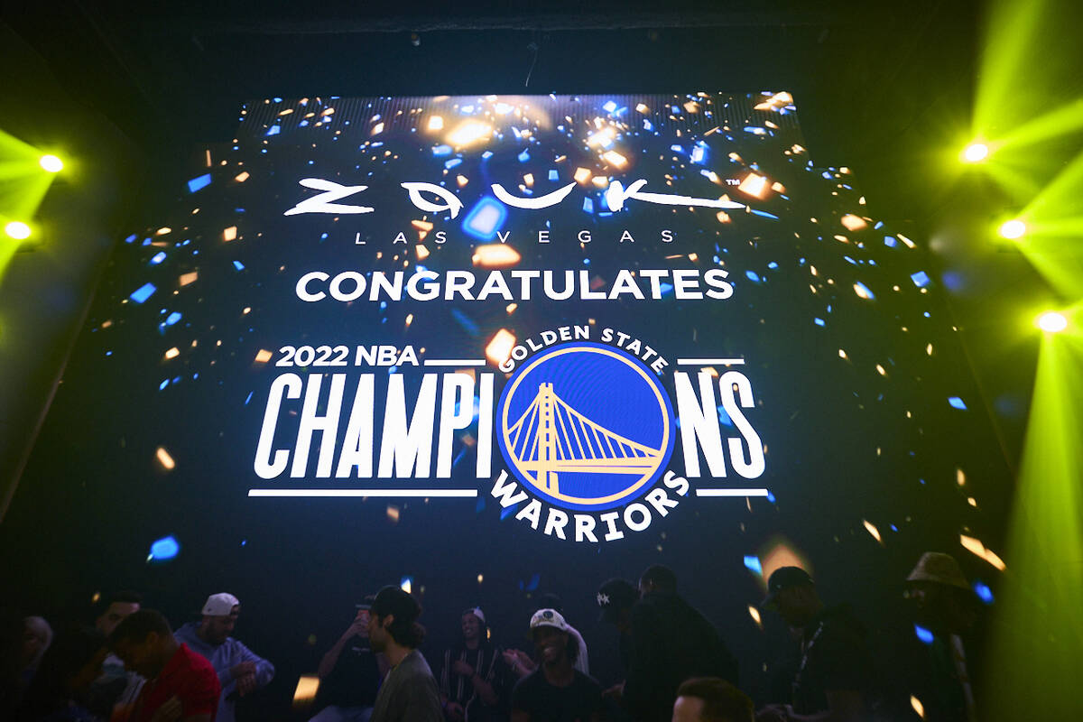 Appropriate messaging at Zouk Nightclub at Resorts World Las Vega as the Golden State Warriors ...