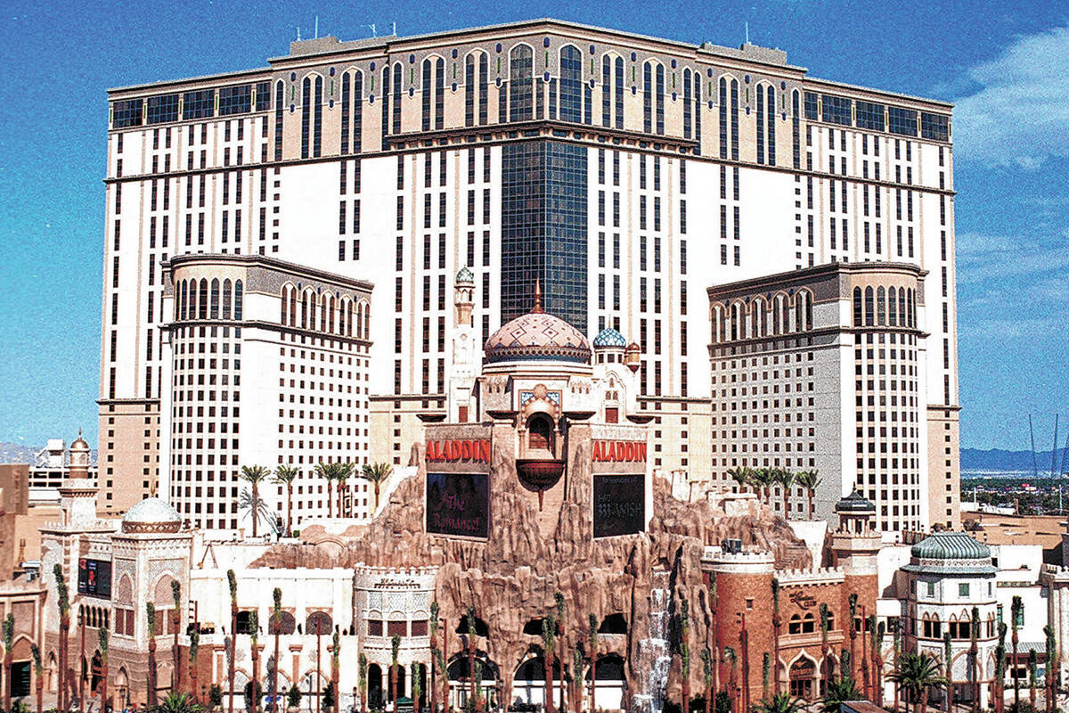 The new Aladdin Hotel and Casino, now Planet Hollywood Resort, is shown during its opening day ...