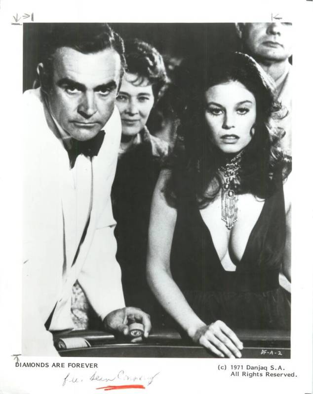 Sean Connery and Lana Wood in a publicity photo for the James Bond movie "Diamonds Are Forever. ...