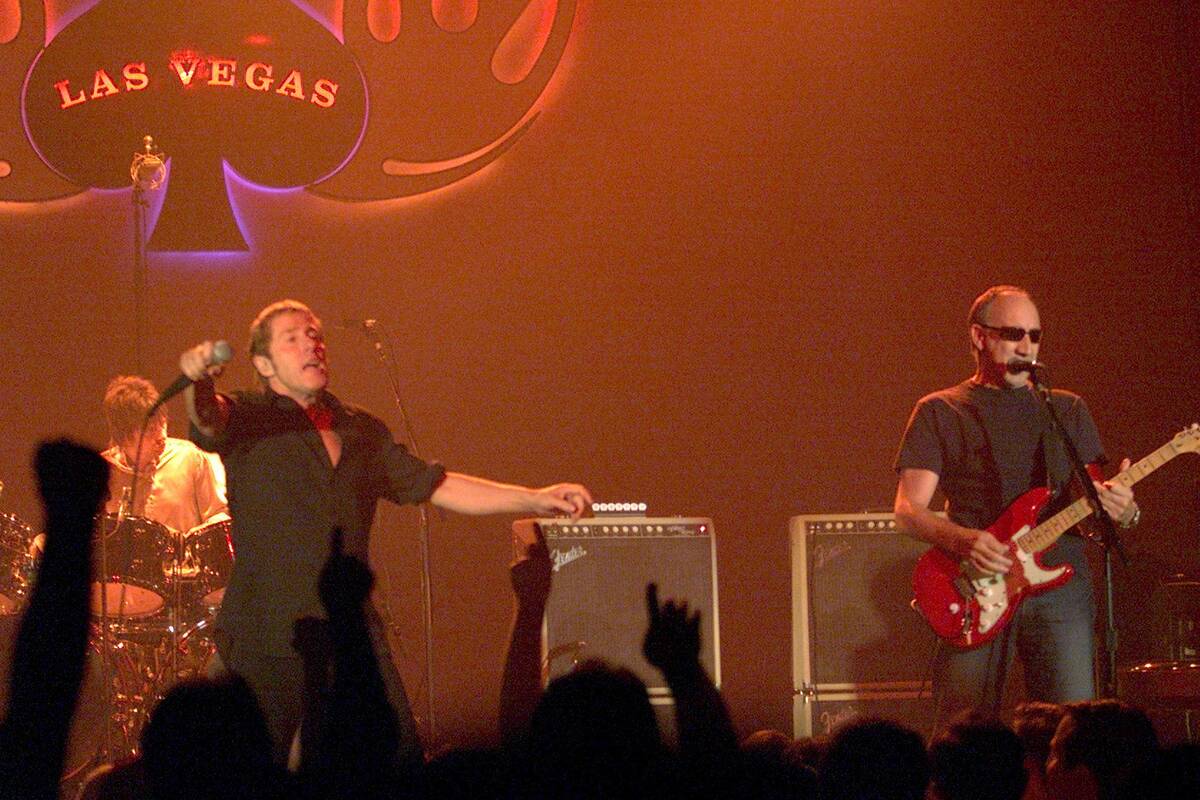 The Who's Roger Daltrey and Pete Townsend perform in the Joint at the Hard Rock Hotel in 2002, ...