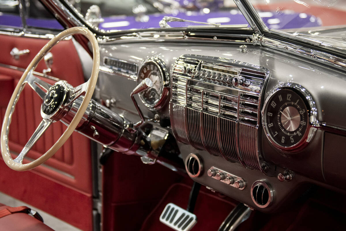 The dashboard of a 1941 Cadillac Series 62 custom convertible at the Barrett-Jackson car auctio ...