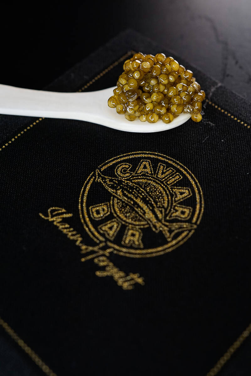 At Caviar Bar in Resorts World, the bump and a shot features a small spoon of caviar and a shot ...