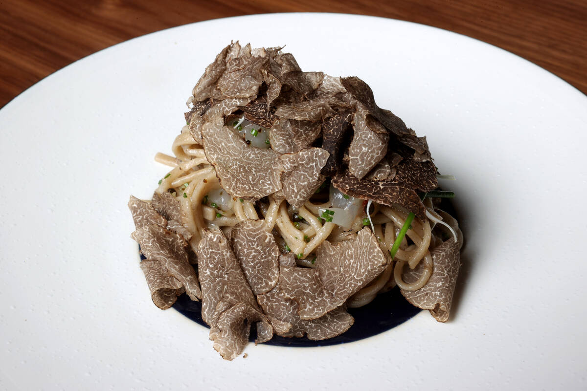 Soba with Caviar, Botan Ebi and Australian Black Truffle at Wakuda in The Venetian on the Strip ...
