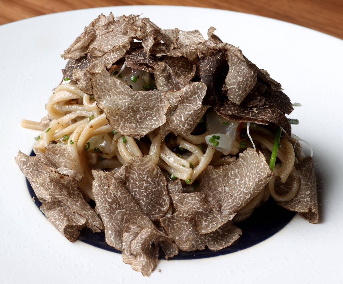 Soba with Caviar, Botan Ebi and Australian Black Truffle at Wakuda in The Venetian on the Strip ...