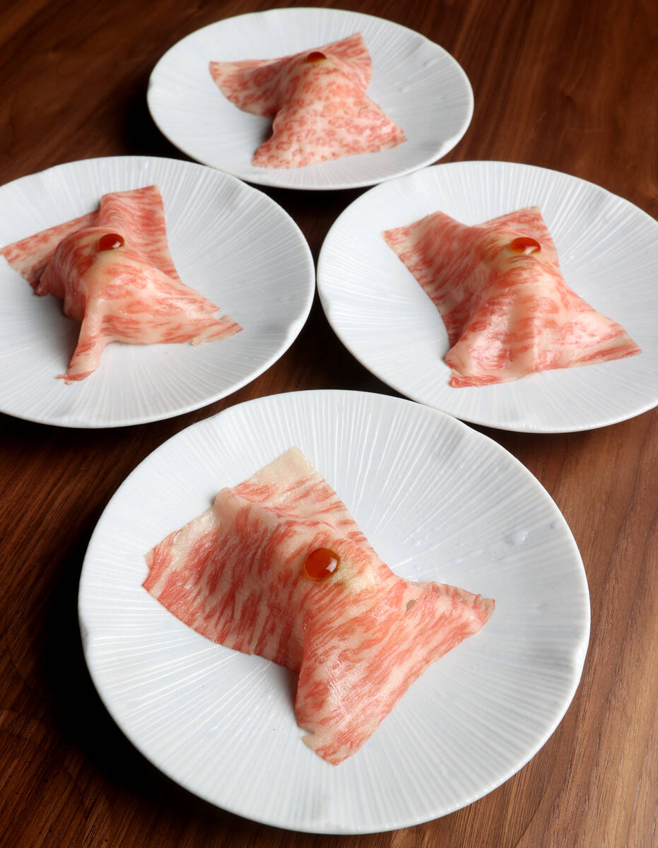 Wagyu Sushi at Wakuda in The Venetian on the Strip in Las Vegas Thursday, June 30, 2022. (K.M. ...
