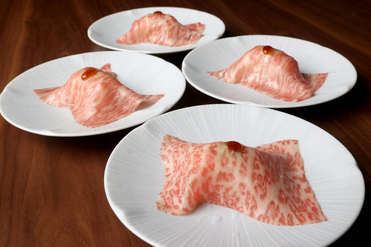 Wagyu Sushi at Wakuda in The Venetian on the Strip in Las Vegas Thursday, June 30, 2022. (K.M. ...