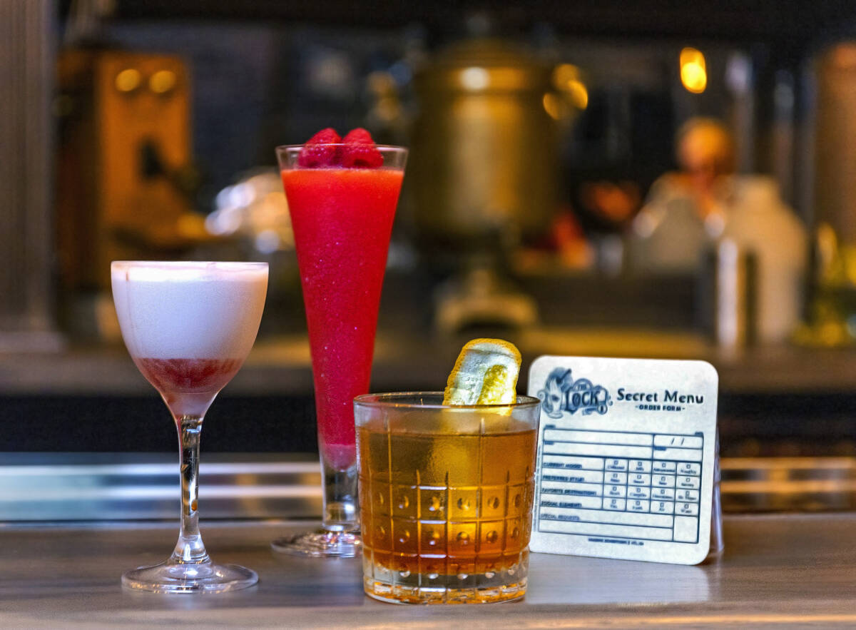 (From left) Cocktails from bartender Riki Taiga are The Key to My Pink Heart, The Secret and an ...