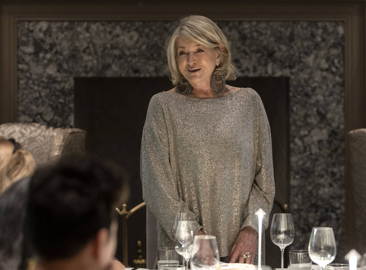 Martha Stewart addresses her guests during a media roundtable lunch ahead of opening night of h ...