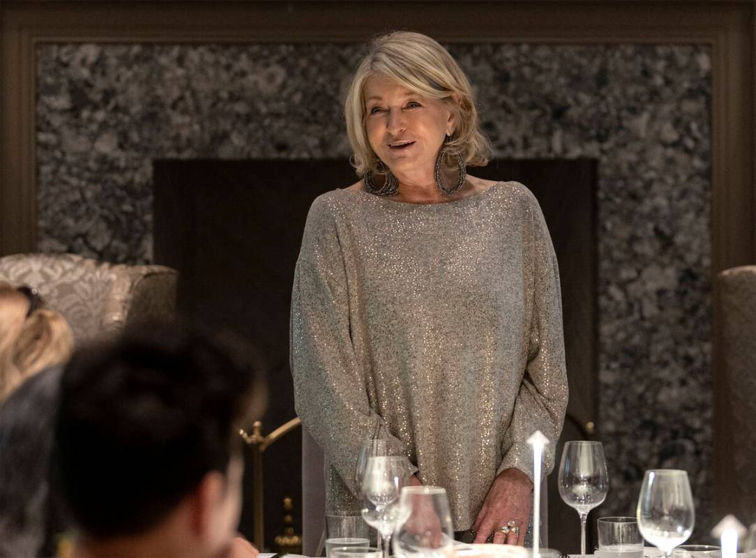 Martha Stewart addresses her guests during a media roundtable lunch ahead of opening night of h ...