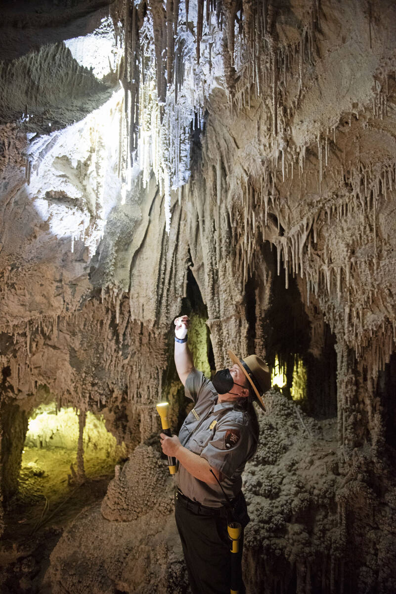 Great Basin National Park Chief of Interpretation, Nichole Andler, gives a tour of Lehman Caves ...