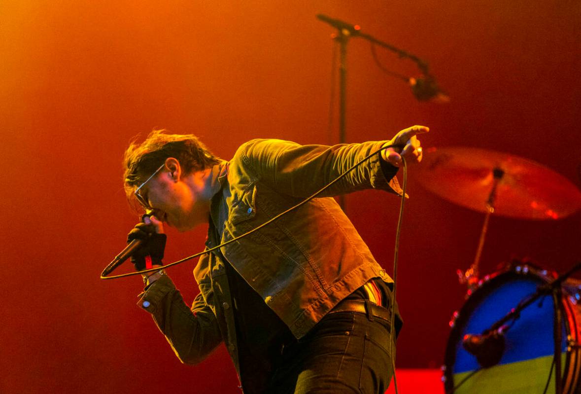 The Strokes lead singer Julian Casablancas performs at Allegiant Stadium on Saturday, Aug. 6, 2 ...