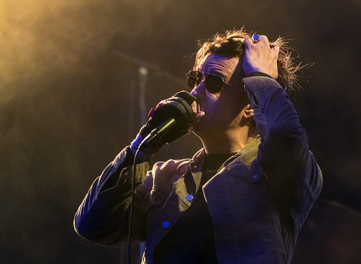 The Strokes lead singer Julian Casablancas performs at Allegiant Stadium on Saturday, Aug. 6, 2 ...