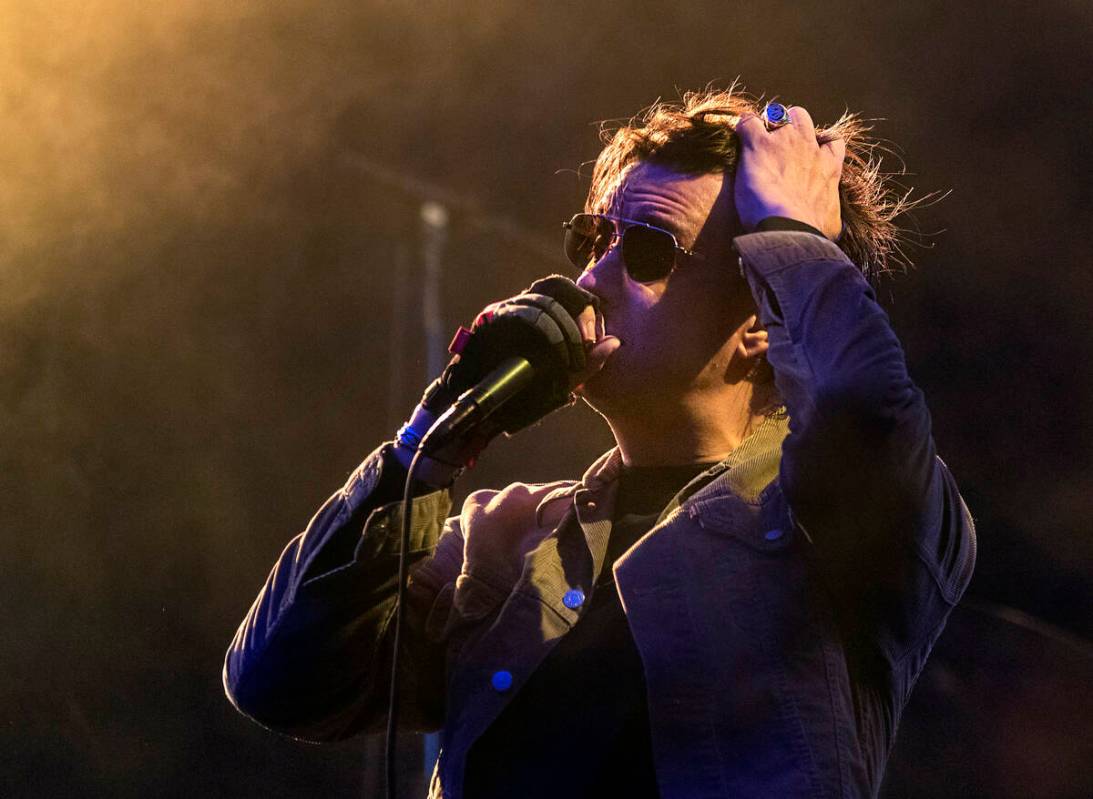 The Strokes lead singer Julian Casablancas performs at Allegiant Stadium on Saturday, Aug. 6, 2 ...