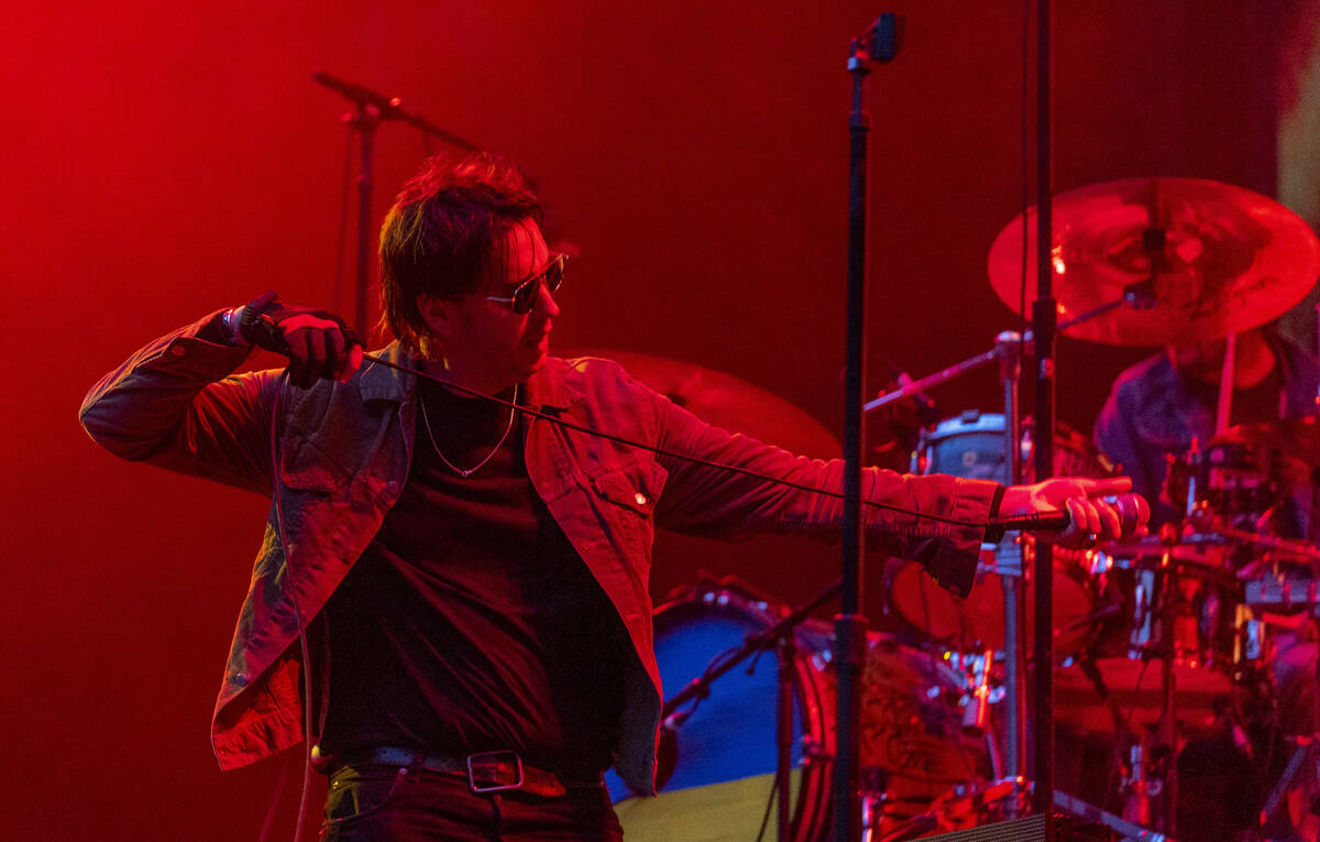 The Strokes lead singer Julian Casablancas performs at Allegiant Stadium on Saturday, Aug. 6, 2 ...